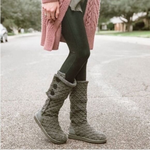 UGG® Australia 'Lattice Cardy' Boot in Charcoal Size 8 - Picture 2 of 10